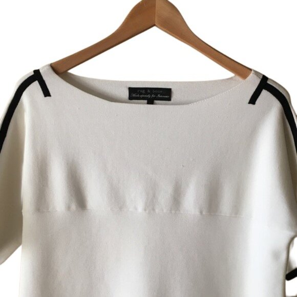 Rag & Bone for Intermix Roxy Boatneck Contrast Piping Tunic Top S - Picture 3 of 4